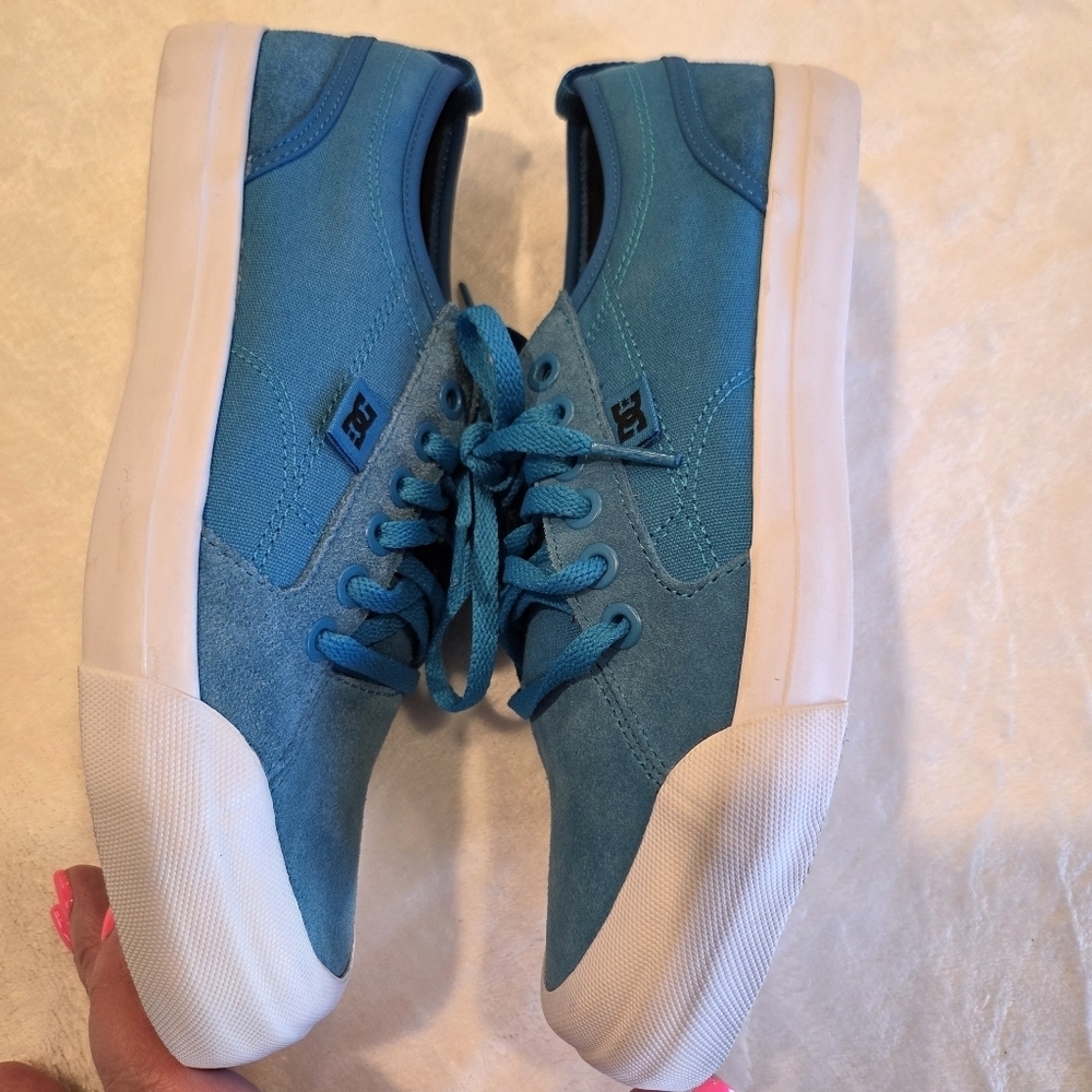 DC Youths Evan Boys Aqua Blue Leather Skateboard Shoes Sneakers Sz 6 Eu 37 Low - Picture 13 of 14